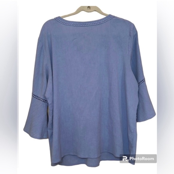 Women's Crepe Blouse - 3/4 inch bell sleeves - Size 2X | Denim&Co - Picture 2 of 12